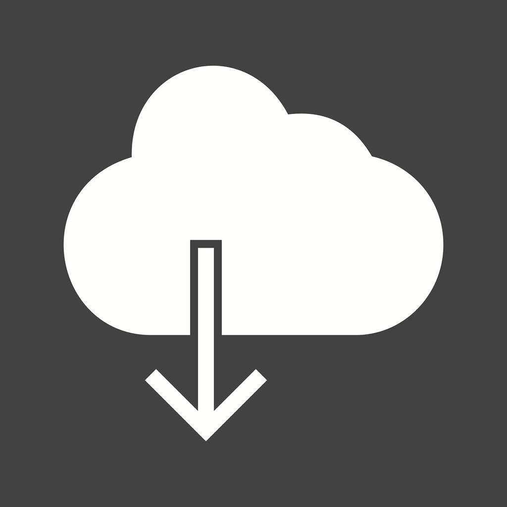 Cloud with downward arrow Glyph Inverted Icon - IconBunny