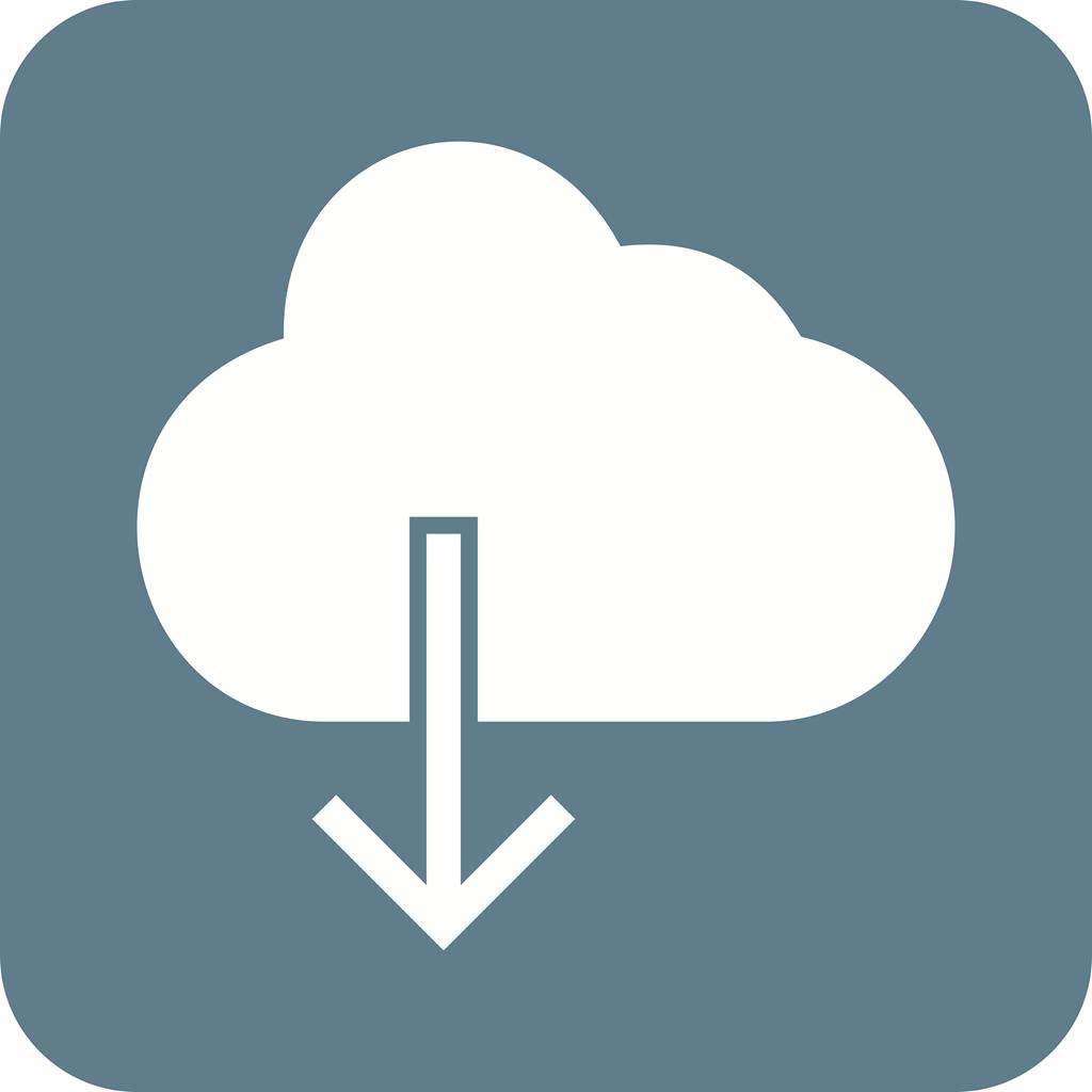 Cloud with downward arrow Flat Round Corner Icon - IconBunny