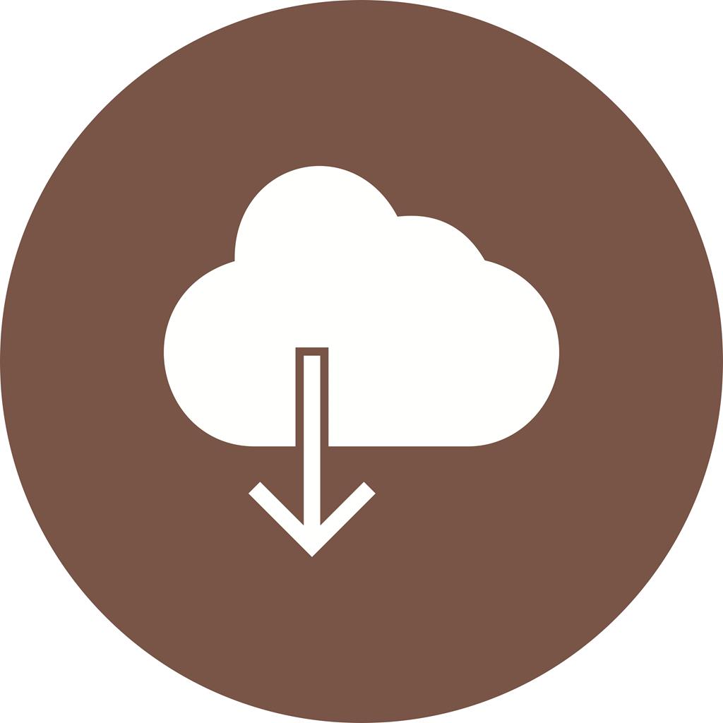 Cloud with downward arrow Flat Round Icon - IconBunny
