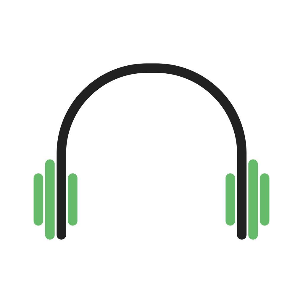 Headphones Line Green Black Icon - IconBunny