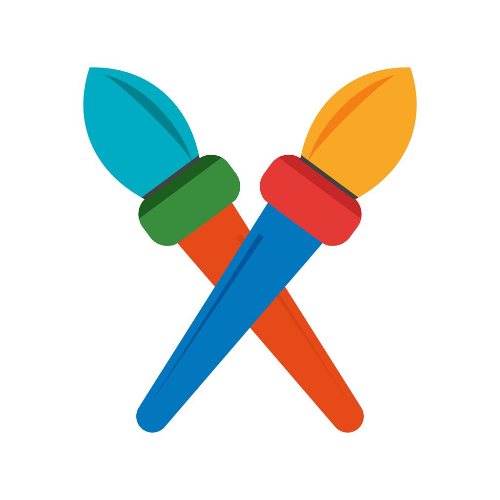 Two Paint Brushes Flat Multicolor Icon - IconBunny