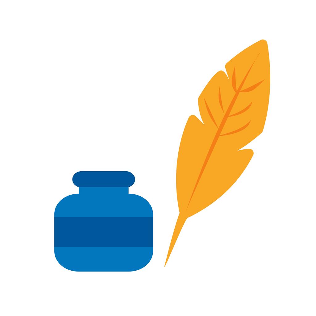 Feather Quill Flat Multicolor Icon - IconBunny