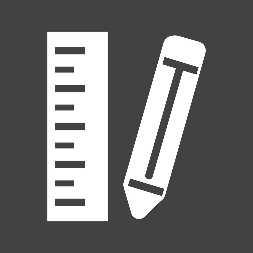 Pencil & Ruler Glyph Inverted Icon - IconBunny