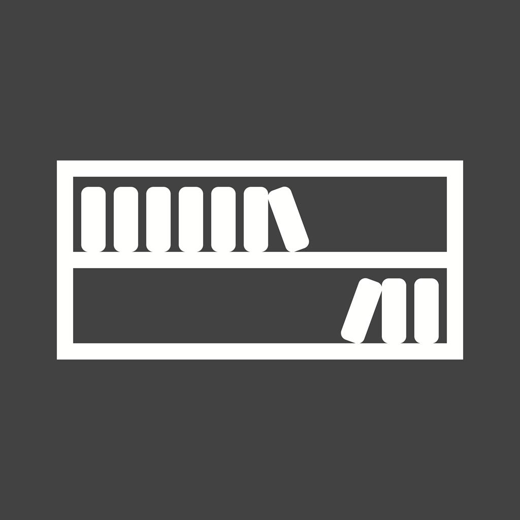 Book Shelf Glyph Inverted Icon - IconBunny