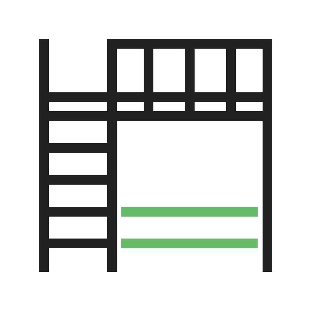 Bunk bed Line Green Black Icon - IconBunny