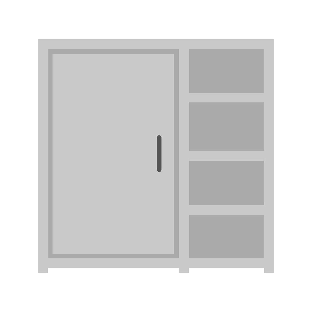 Cupboard with Shelves Greyscale Icon - IconBunny