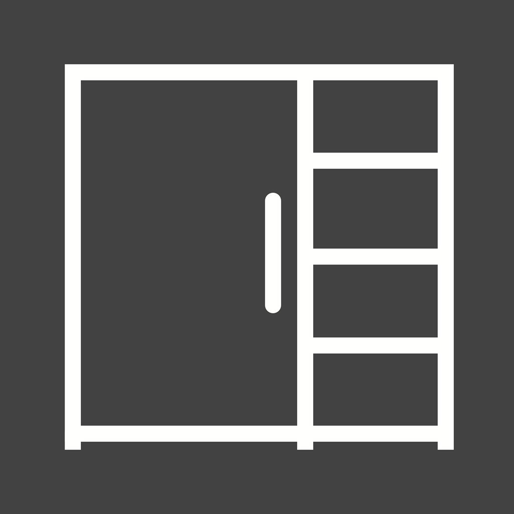 Cupboard with Shelves Line Inverted Icon - IconBunny