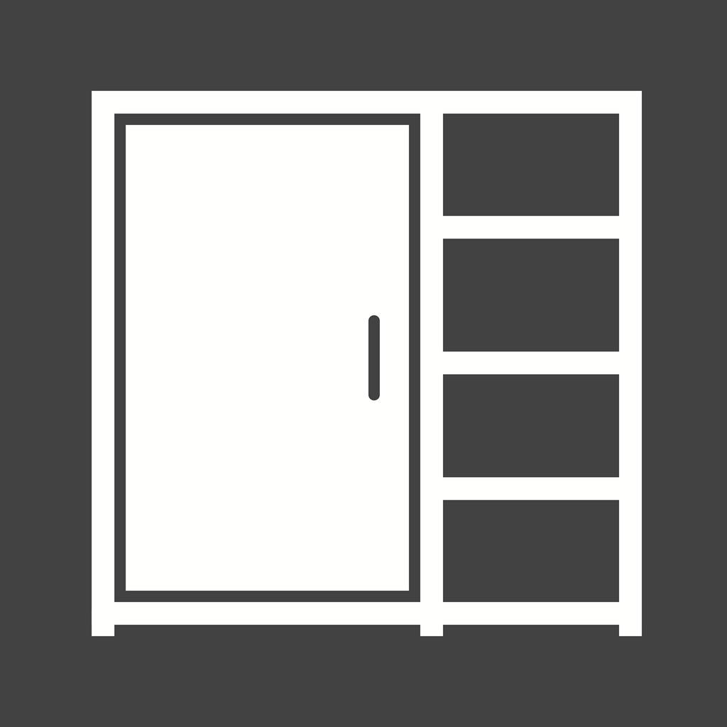 Cupboard with Shelves Glyph Inverted Icon - IconBunny