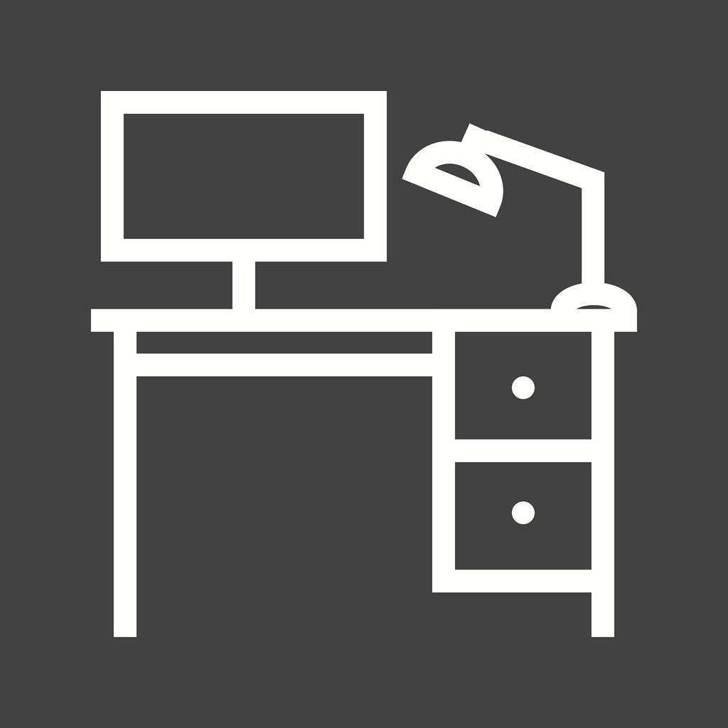 Office Desk Line Inverted Icon - IconBunny