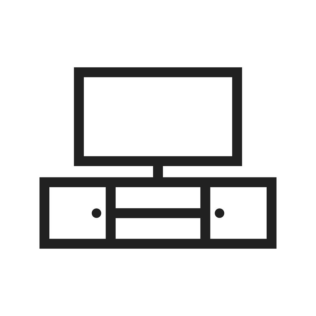 Television Set with cabinets Line Icon - IconBunny