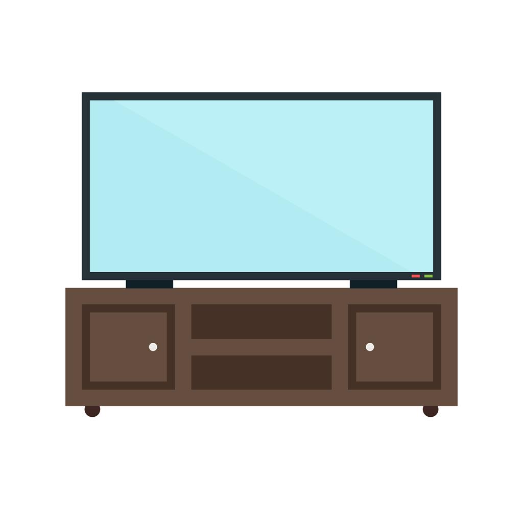 Television Set with cabinets Flat Multicolor Icon - IconBunny