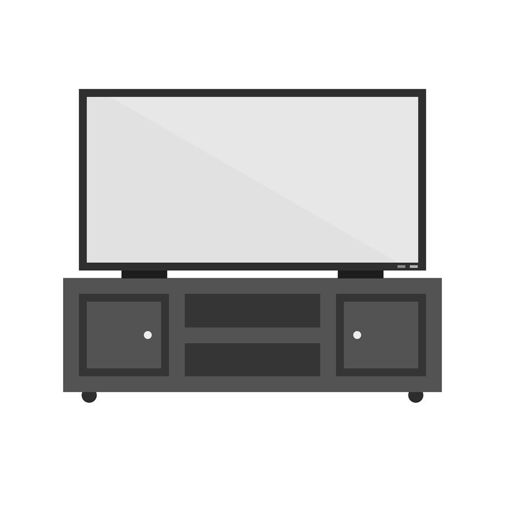 Television Set with cabinets Greyscale Icon - IconBunny