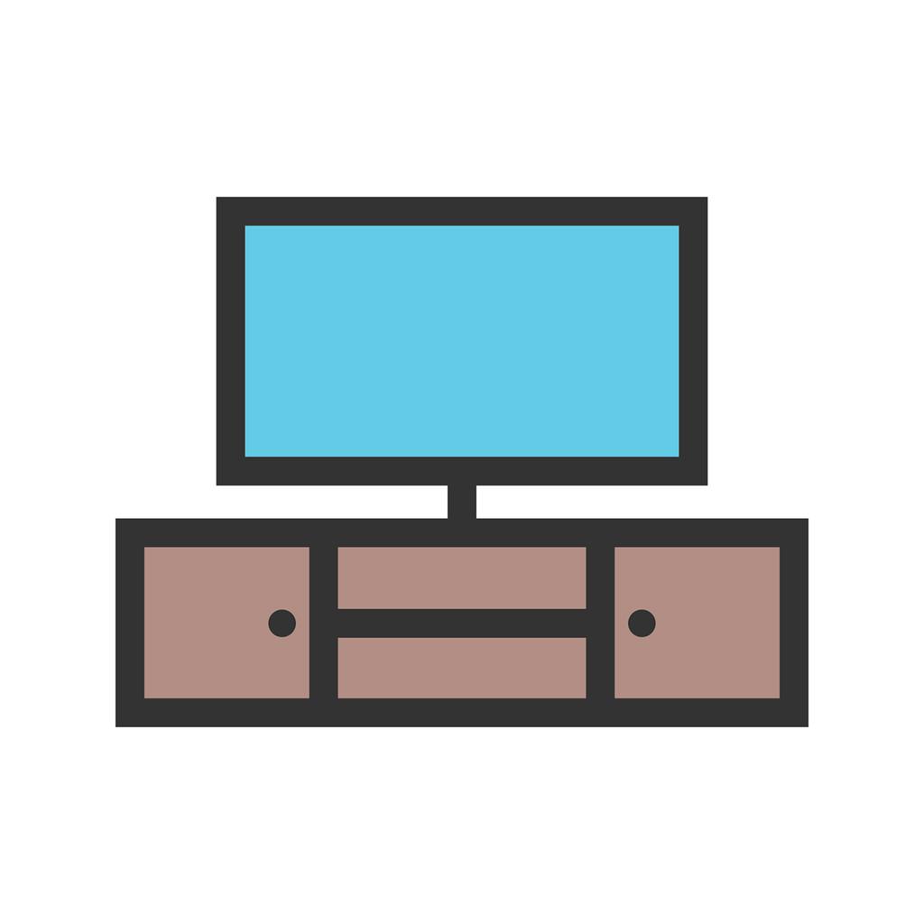 Television Set with cabinets Line Filled Icon - IconBunny