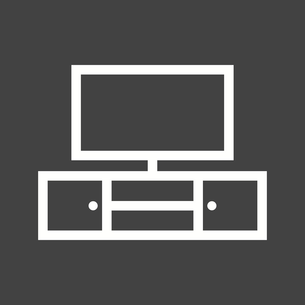 Television Set with cabinets Line Inverted Icon - IconBunny