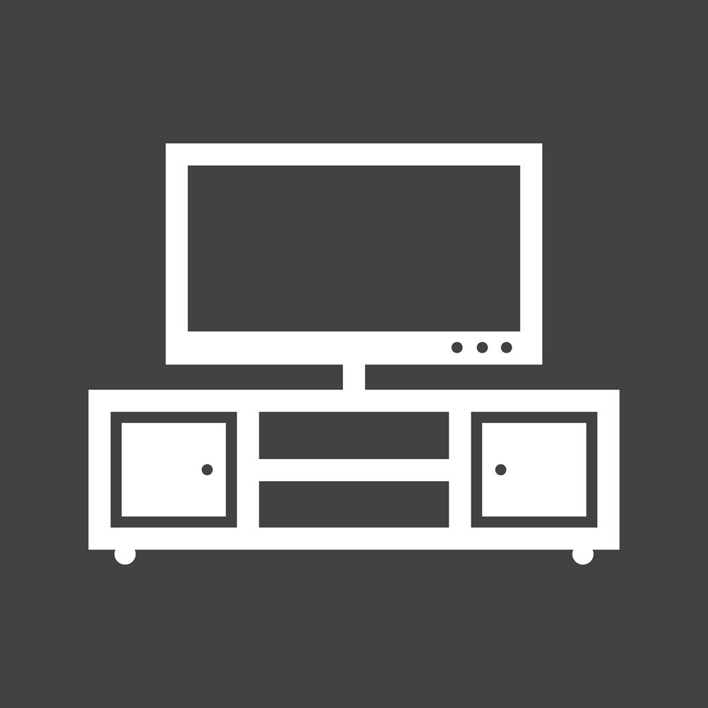 Television Set with cabinets Glyph Inverted Icon - IconBunny