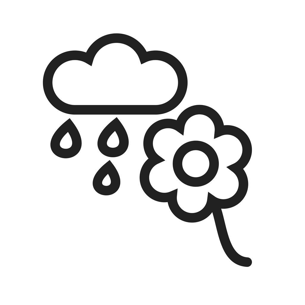 Flower with rain Line Icon - IconBunny