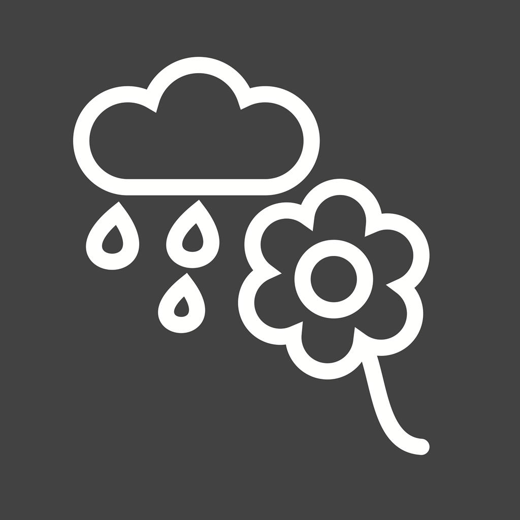 Flower with rain Line Inverted Icon - IconBunny