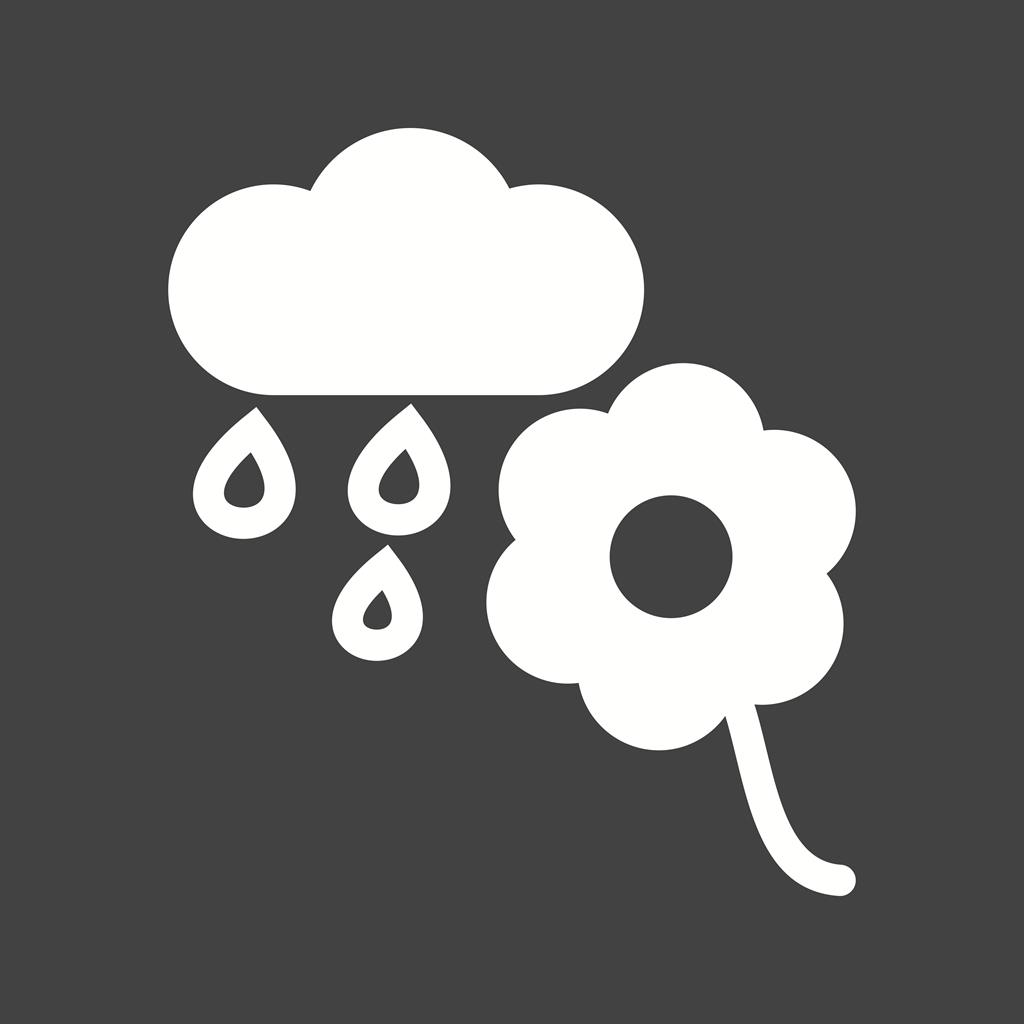 Flower with rain Glyph Inverted Icon - IconBunny