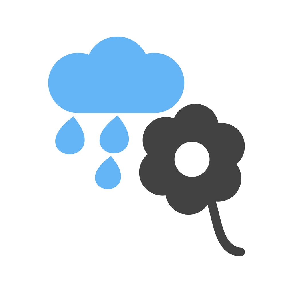 Flower with rain Blue Black Icon - IconBunny