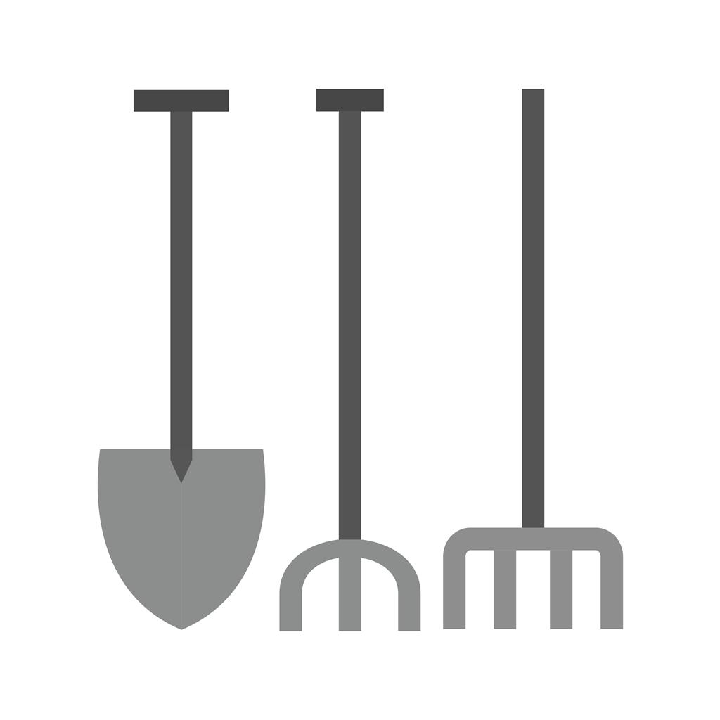 Gardening Tools Greyscale Icon - IconBunny
