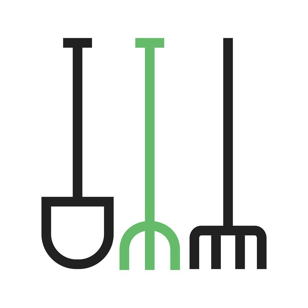 Gardening Tools Line Green Black Icon - IconBunny