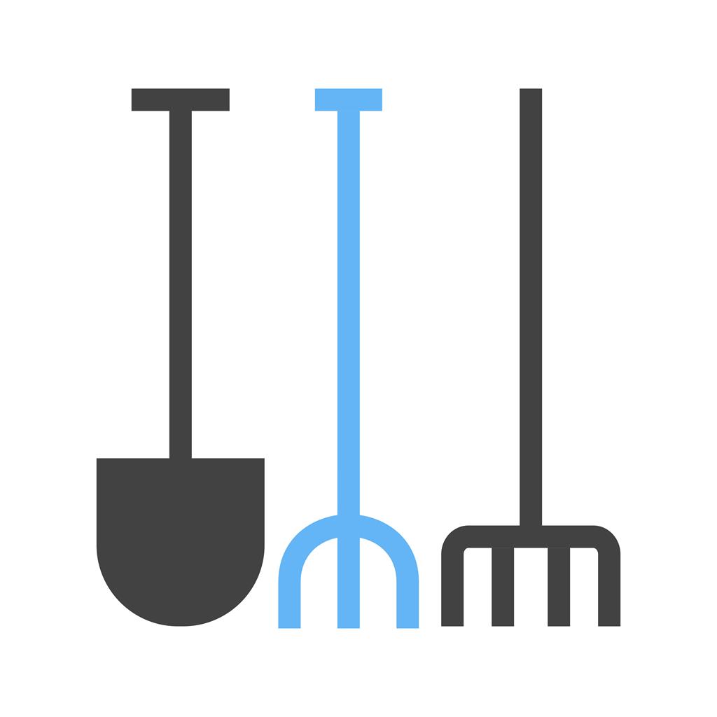 Gardening Tools Blue Black Icon - IconBunny