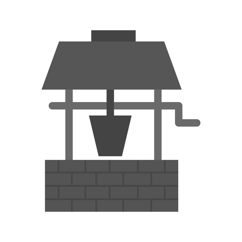 Water Well Greyscale Icon - IconBunny