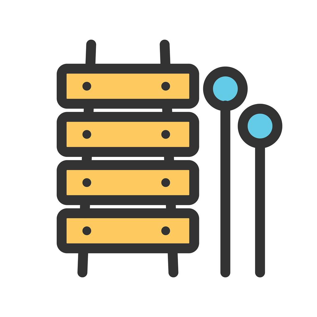 Xylophone Toy Line Filled Icon - IconBunny