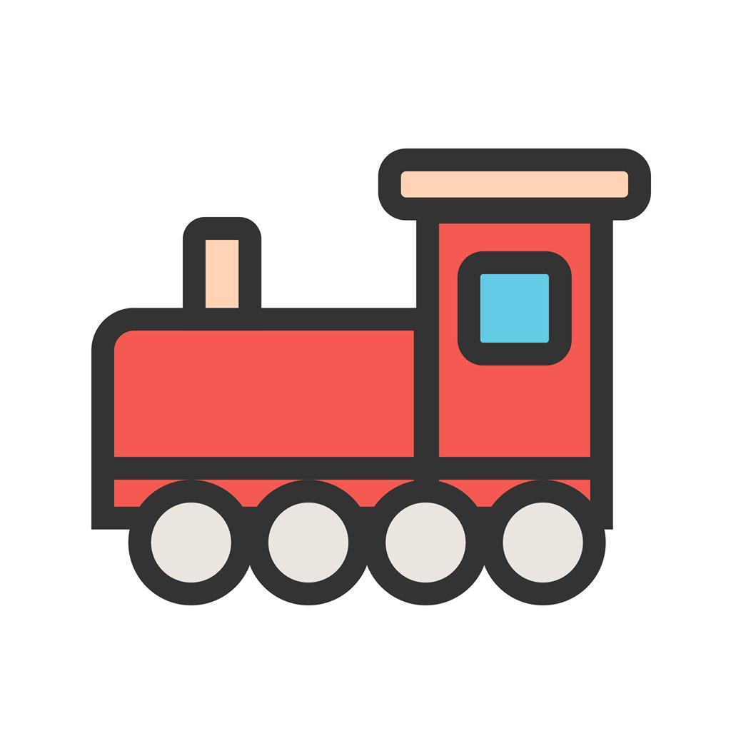 Toy Train I Line Filled Icon - IconBunny
