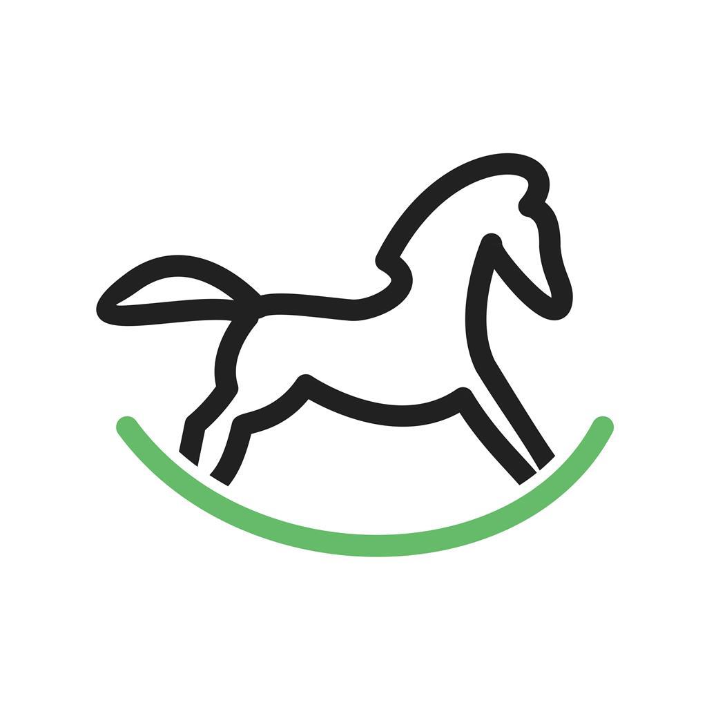 Rocking Horse Line Green Black Icon - IconBunny