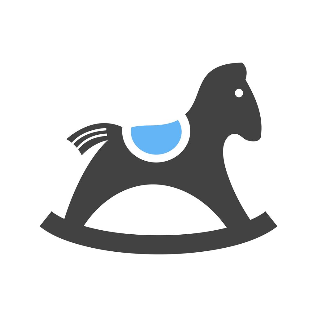 Rocking Horse Blue Black Icon - IconBunny