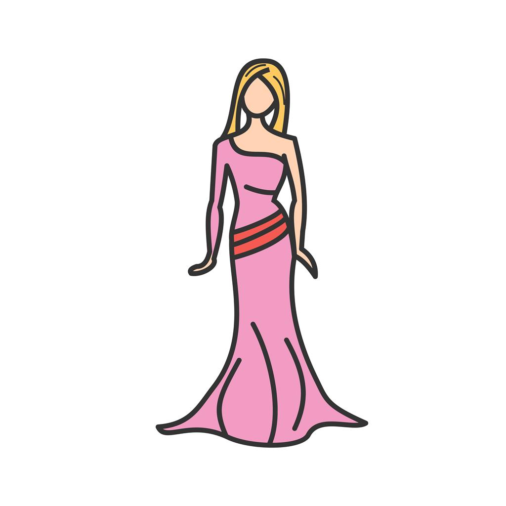 Barbie Doll Line Filled Icon - IconBunny