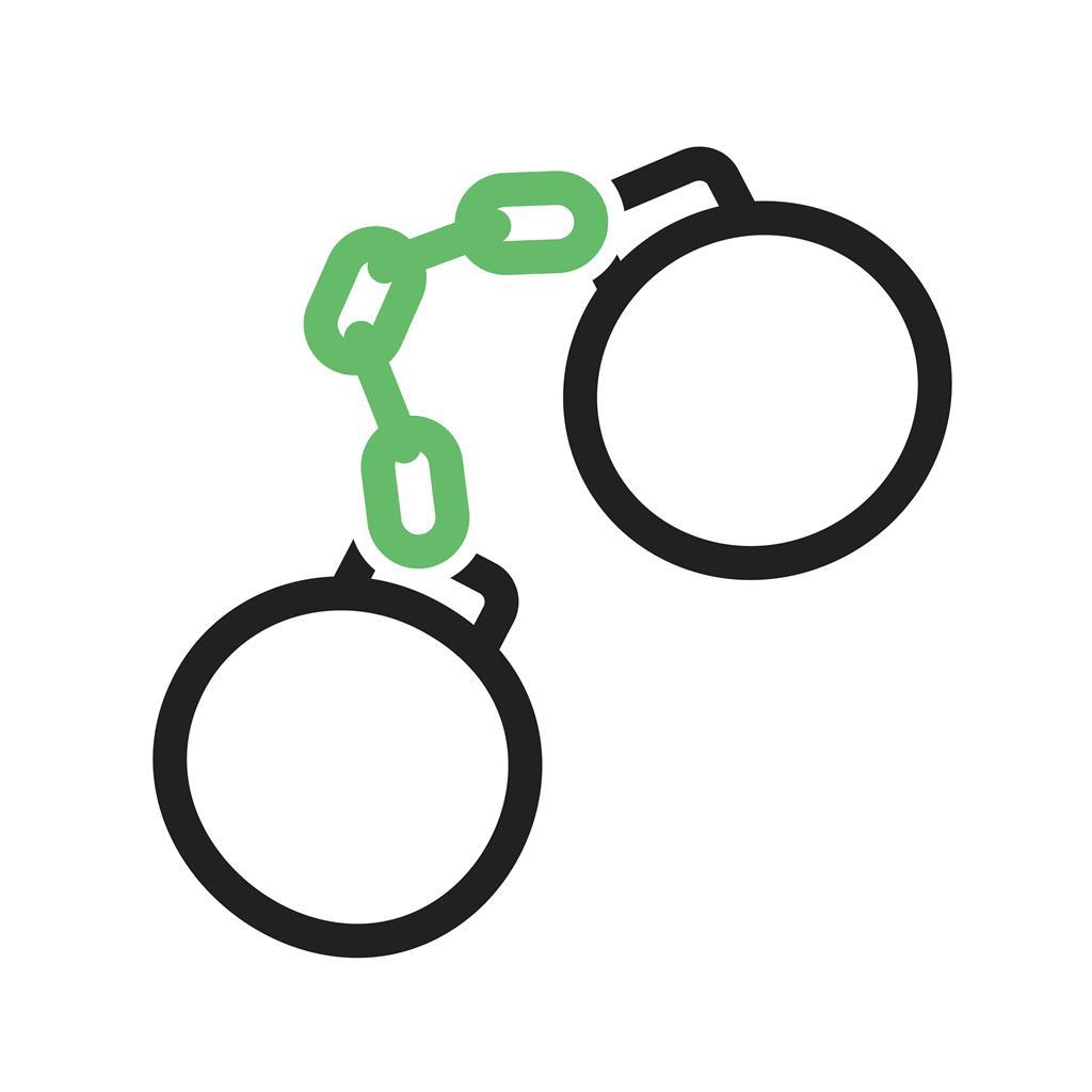 Handcuffs Line Green Black Icon - IconBunny