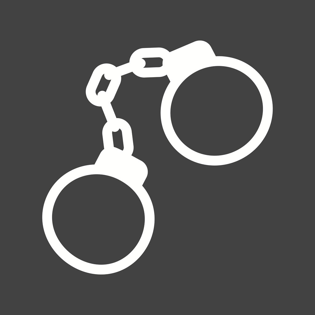 Handcuffs Glyph Inverted Icon - IconBunny