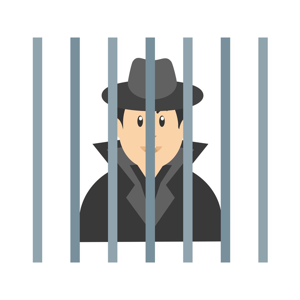 Criminal behind bars Flat Multicolor Icon - IconBunny