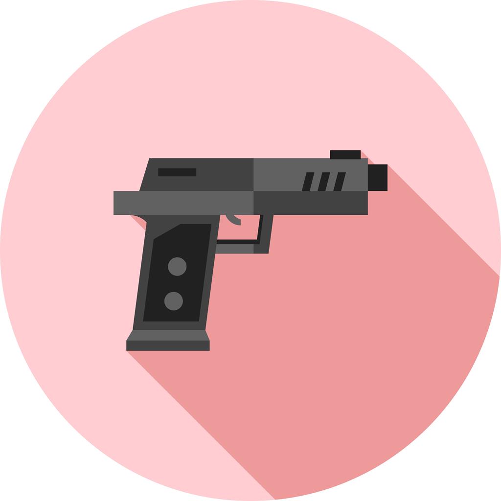Pistol Flat Shadowed Icon - IconBunny