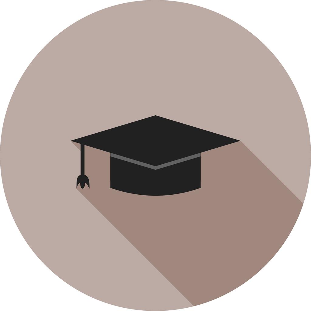Graduate Hat Flat Shadowed Icon - IconBunny