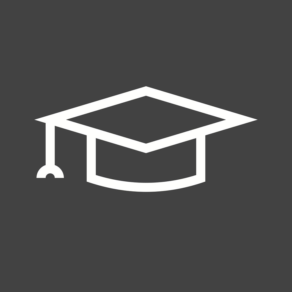 Graduate Hat Line Inverted Icon - IconBunny
