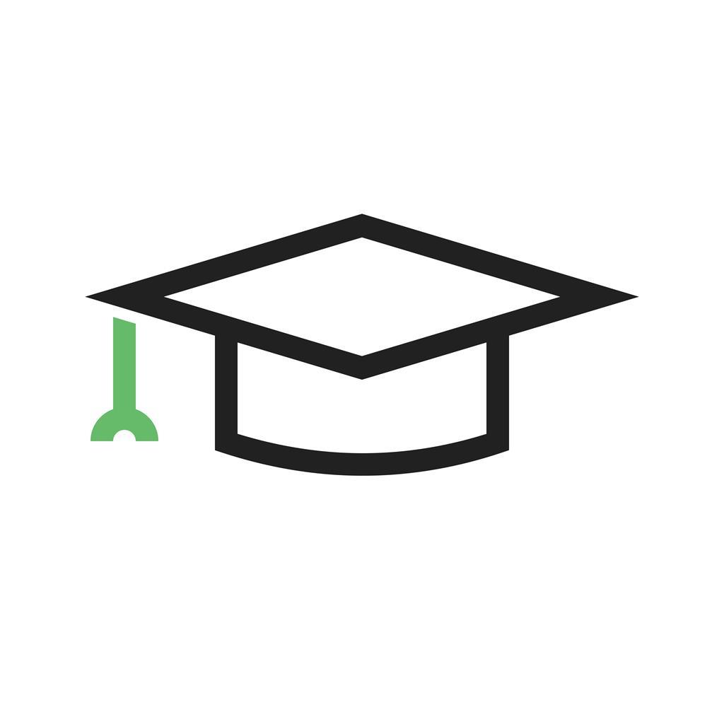 Graduate Hat Line Green Black Icon - IconBunny