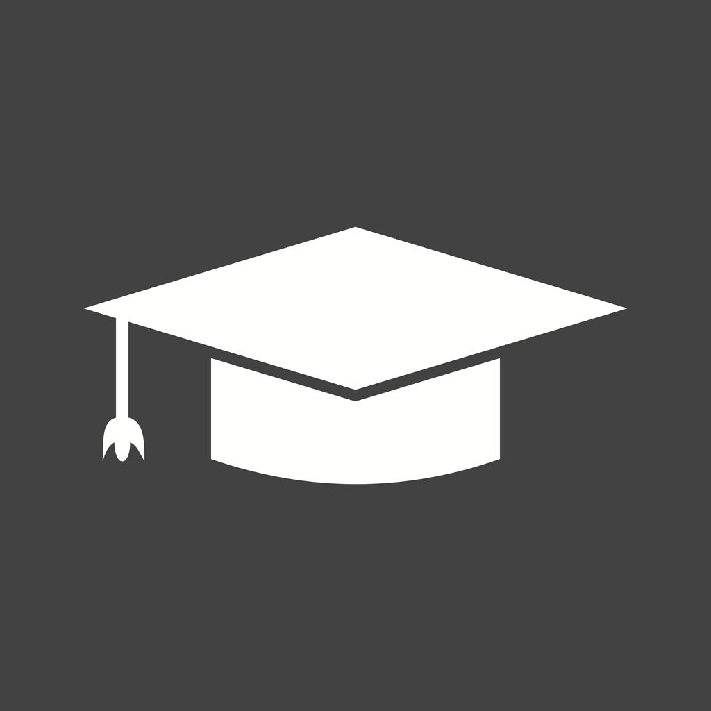 Graduate Hat Glyph Inverted Icon - IconBunny