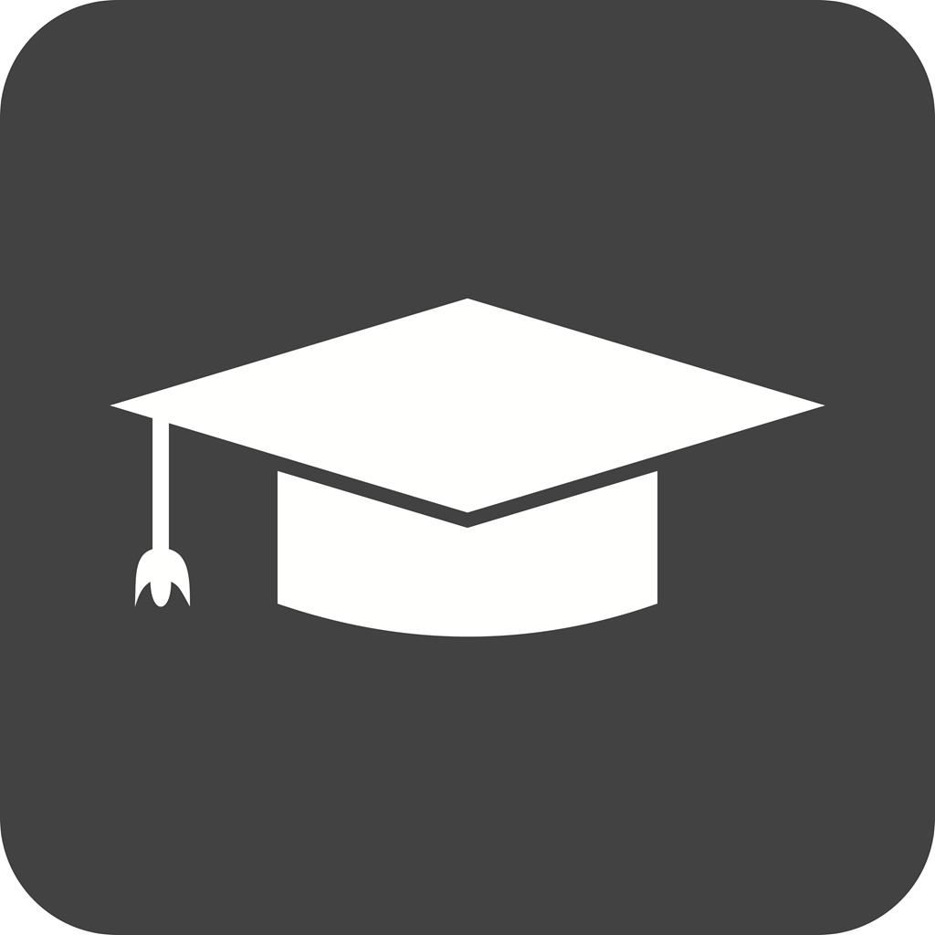 Graduate Hat Flat Round Corner Icon - IconBunny