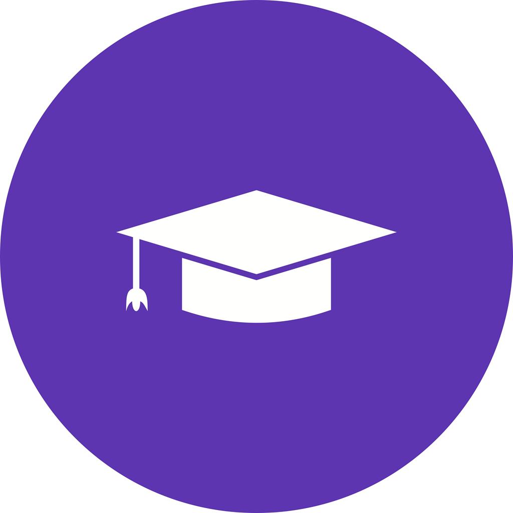 Graduate Hat Flat Round Icon - IconBunny