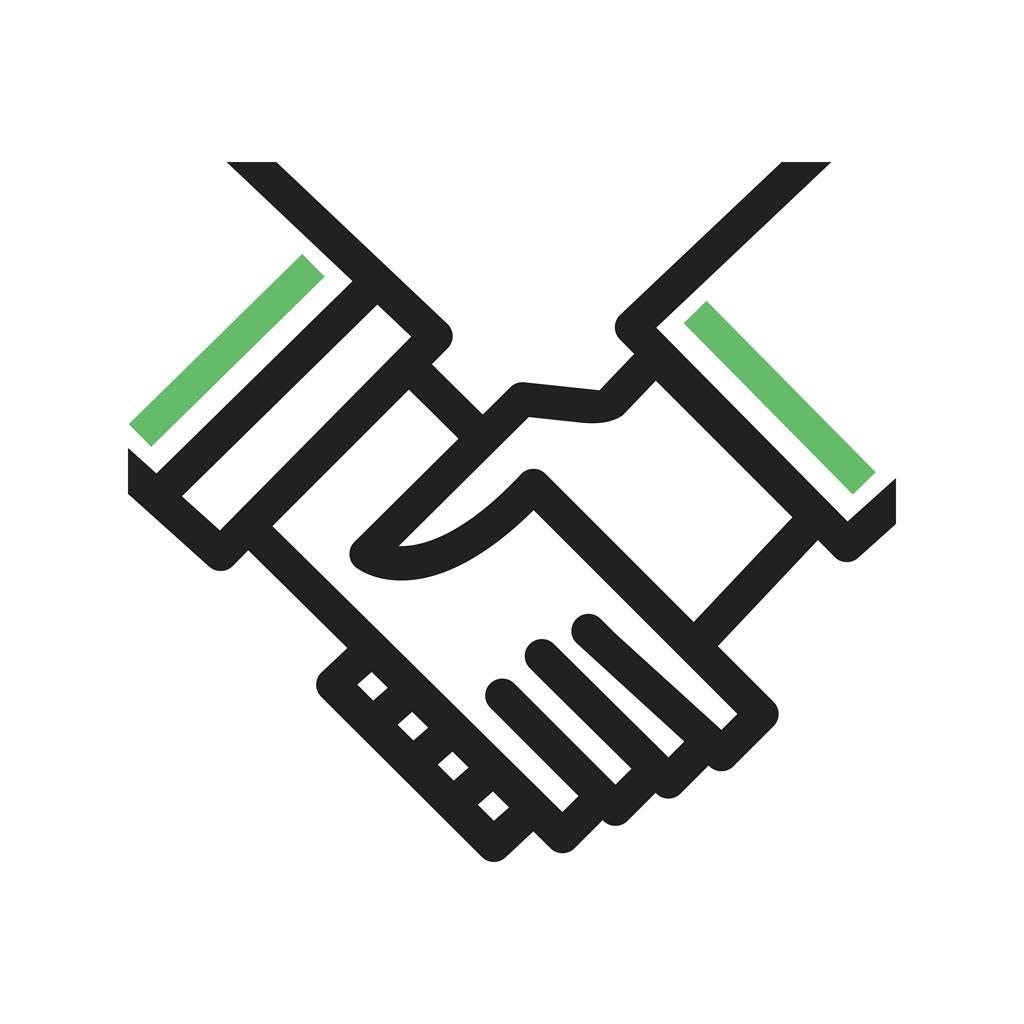 Handshake Line Green Black Icon - IconBunny
