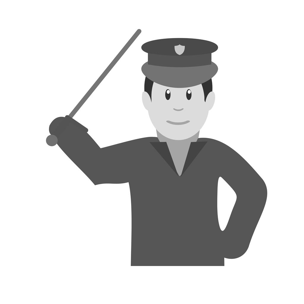 Policeman holding Stick Greyscale Icon - IconBunny