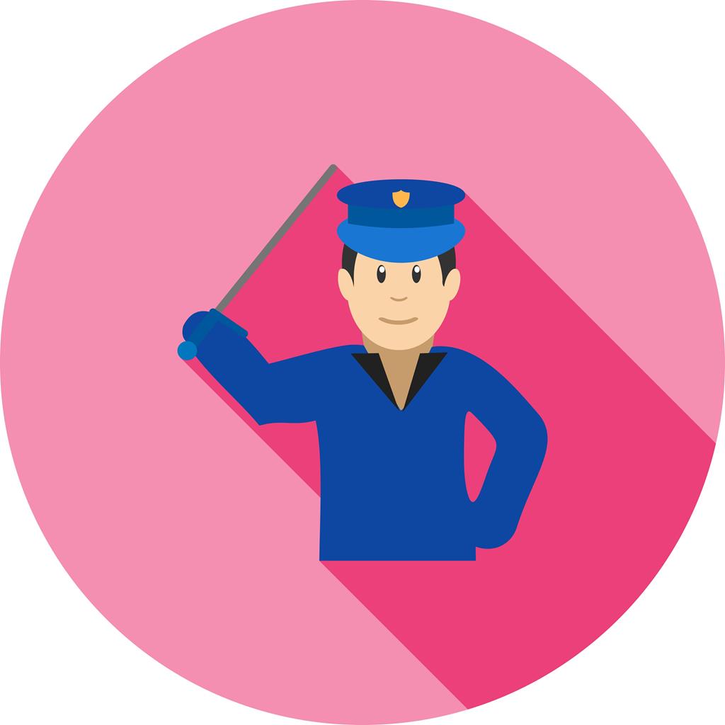 Policeman holding Stick Flat Shadowed Icon - IconBunny