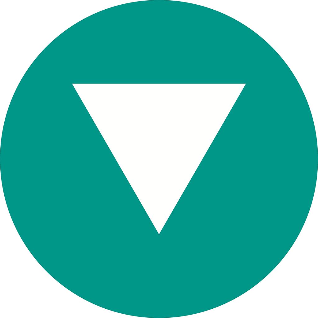 Inverted Triangle Flat Round Icon - IconBunny