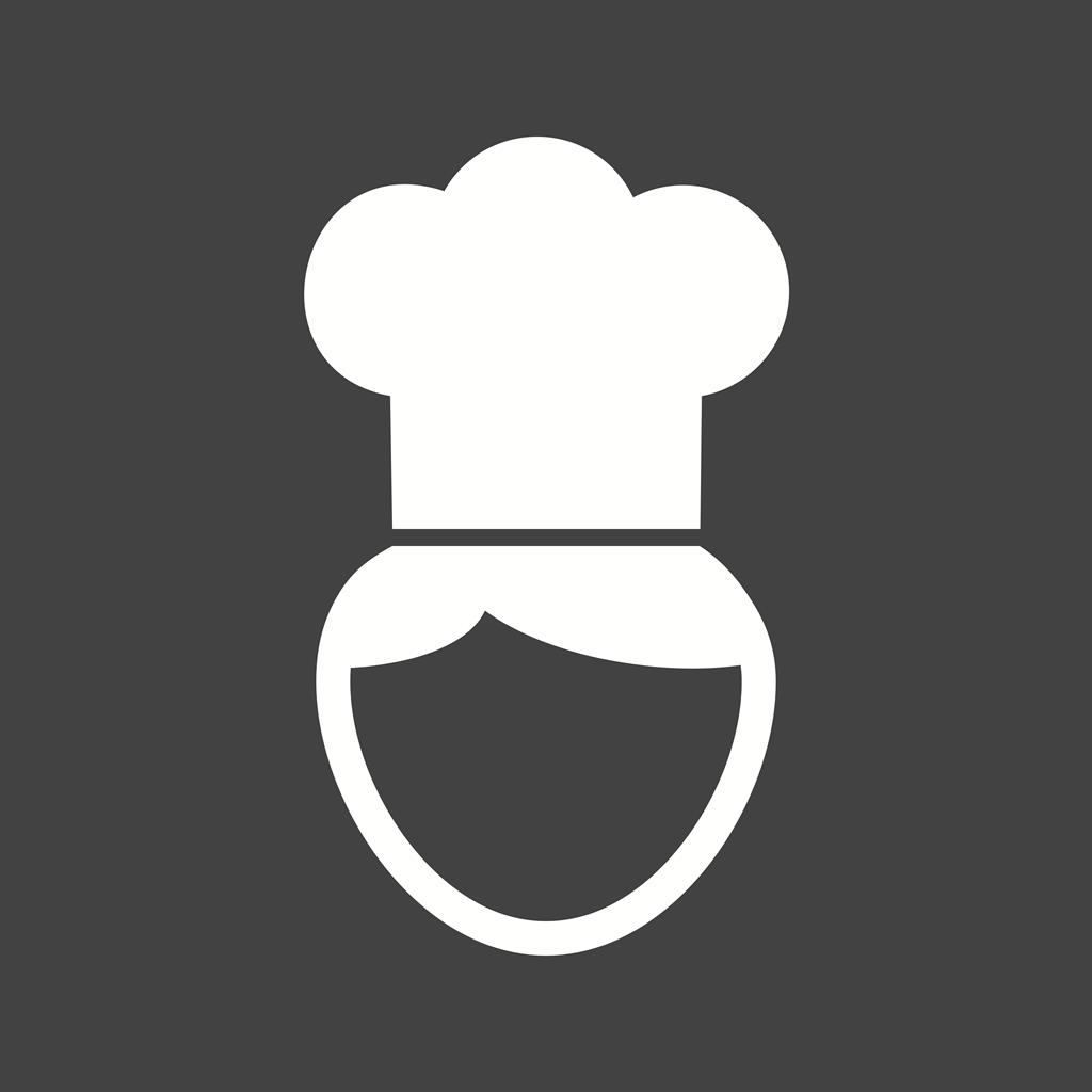 Chef Glyph Inverted Icon - IconBunny