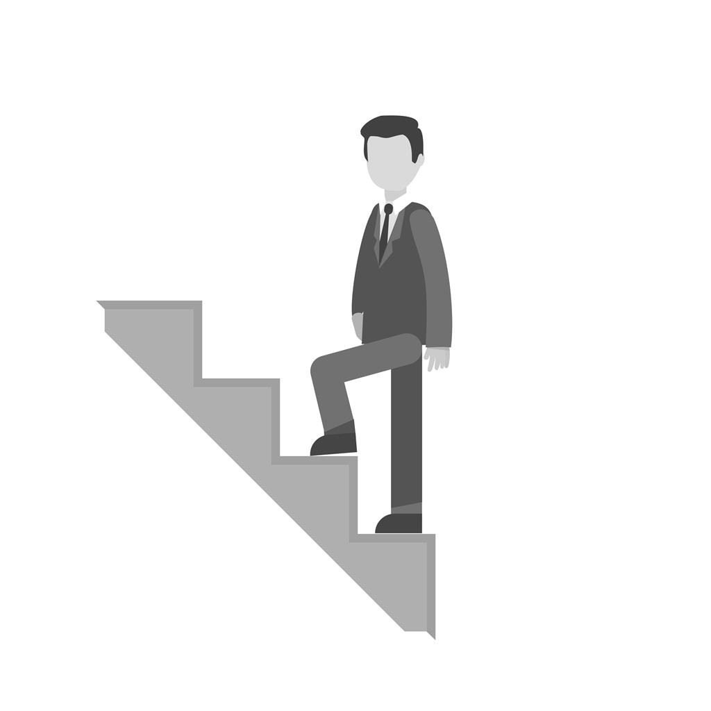 Climbing stairs Greyscale Icon - IconBunny