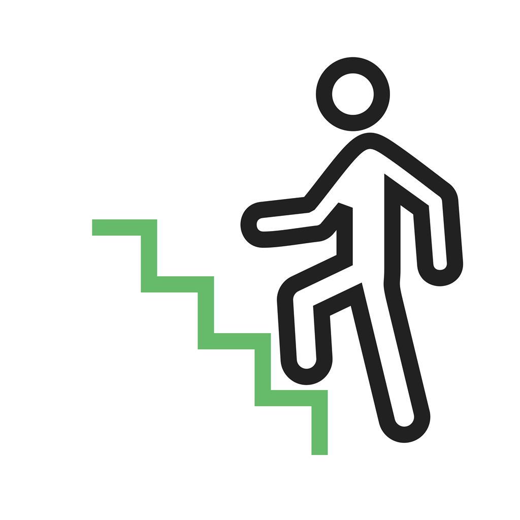 Climbing stairs Line Green Black Icon - IconBunny