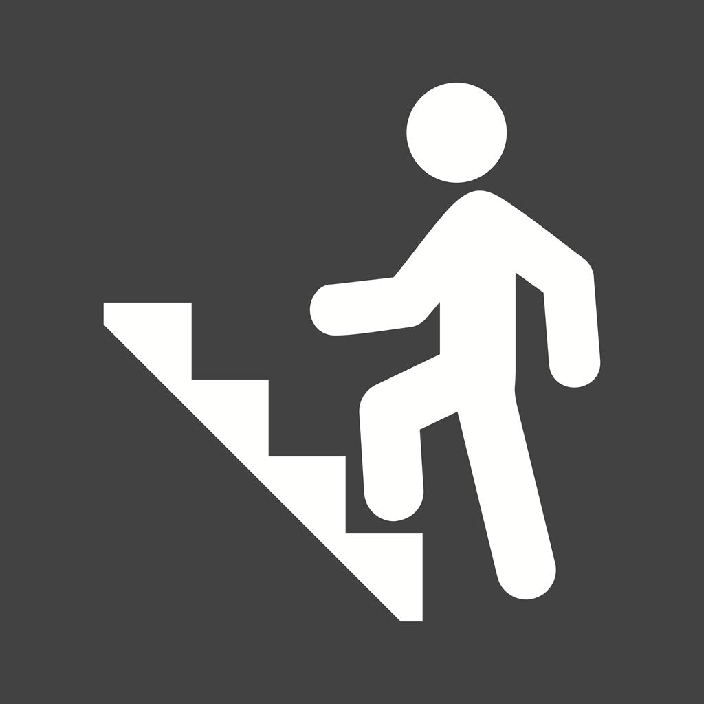 Climbing stairs Glyph Inverted Icon - IconBunny
